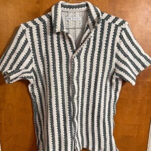 Zara Black and White Striped Casual Shirt